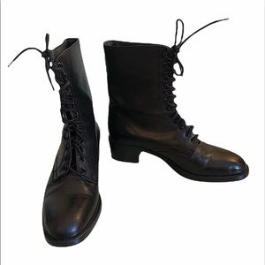 Charles David black lace up 100% leather boots